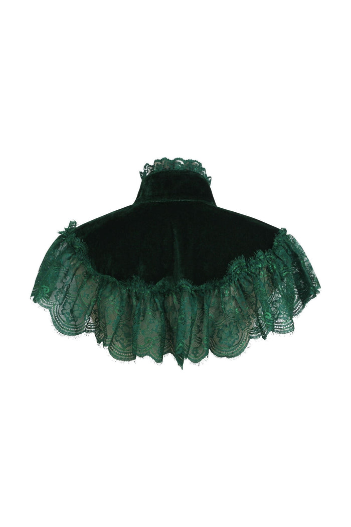 Daisy Beachwear Dark Green Velvet & Lace Capelet