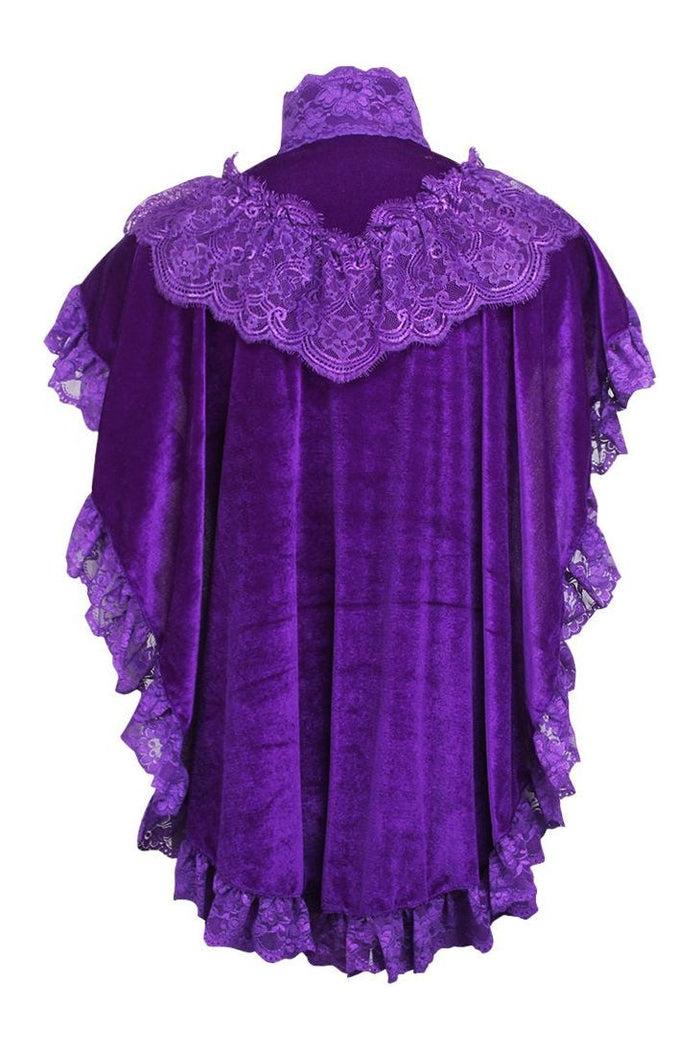 Daisy Beachwear Dark Purple Velvet & Lace Capelet