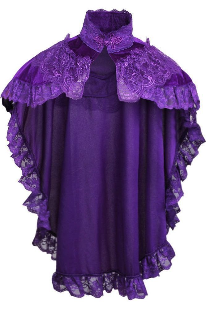 daisy beachwear Dark Purple Velvet & Lace Capelet