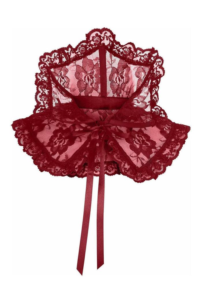 daisy beachwear Dark Red Lace Neck Collar