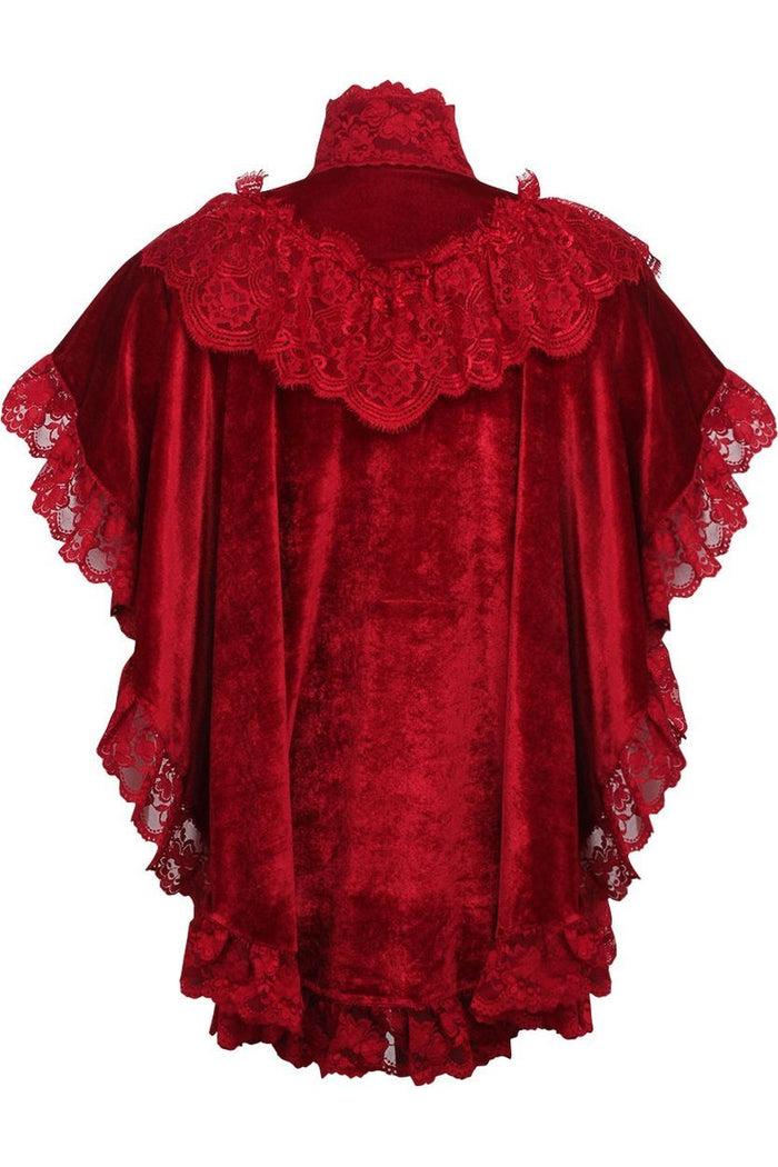 Daisy Beachwear Dark Red Velvet & Lace Capelet