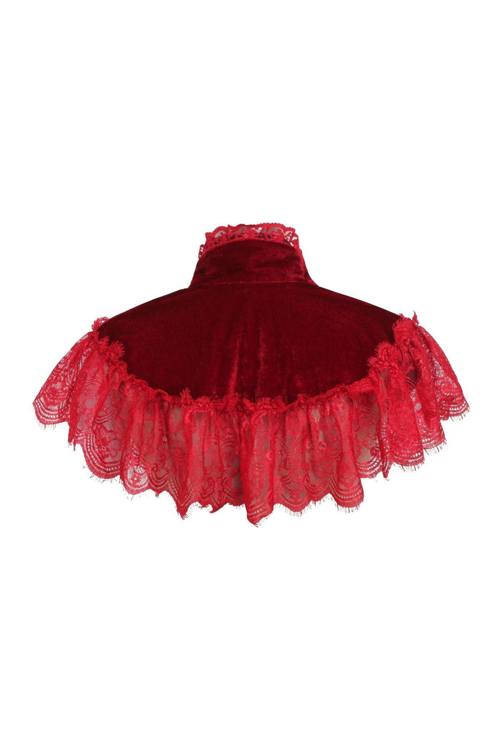 Daisy Beachwear Dark Red Velvet & Lace Capelet