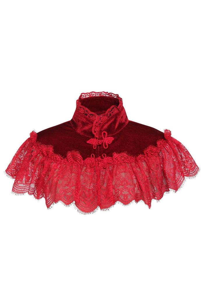 daisy beachwear Dark Red Velvet & Lace Capelet