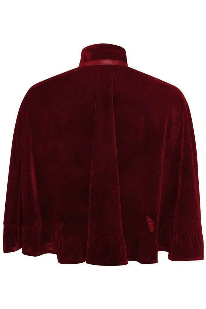 Daisy Beachwear Dark Red Velvet Ruffle Cape
