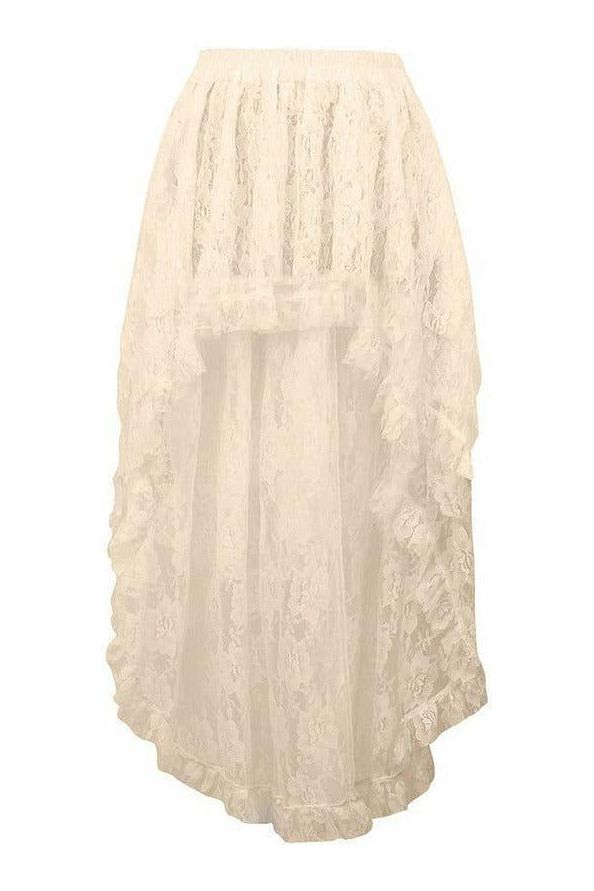daisy beachwear Ivory Lace Hi Low Skirt