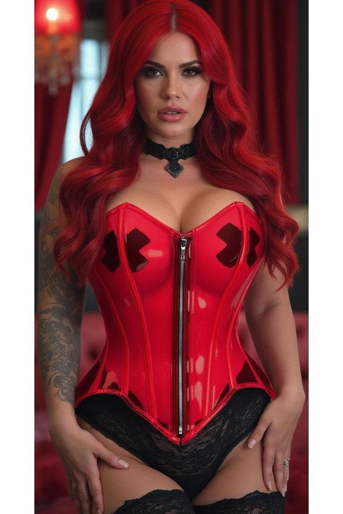Daisy Beachwear Lavish Clear Red Overbust Corset