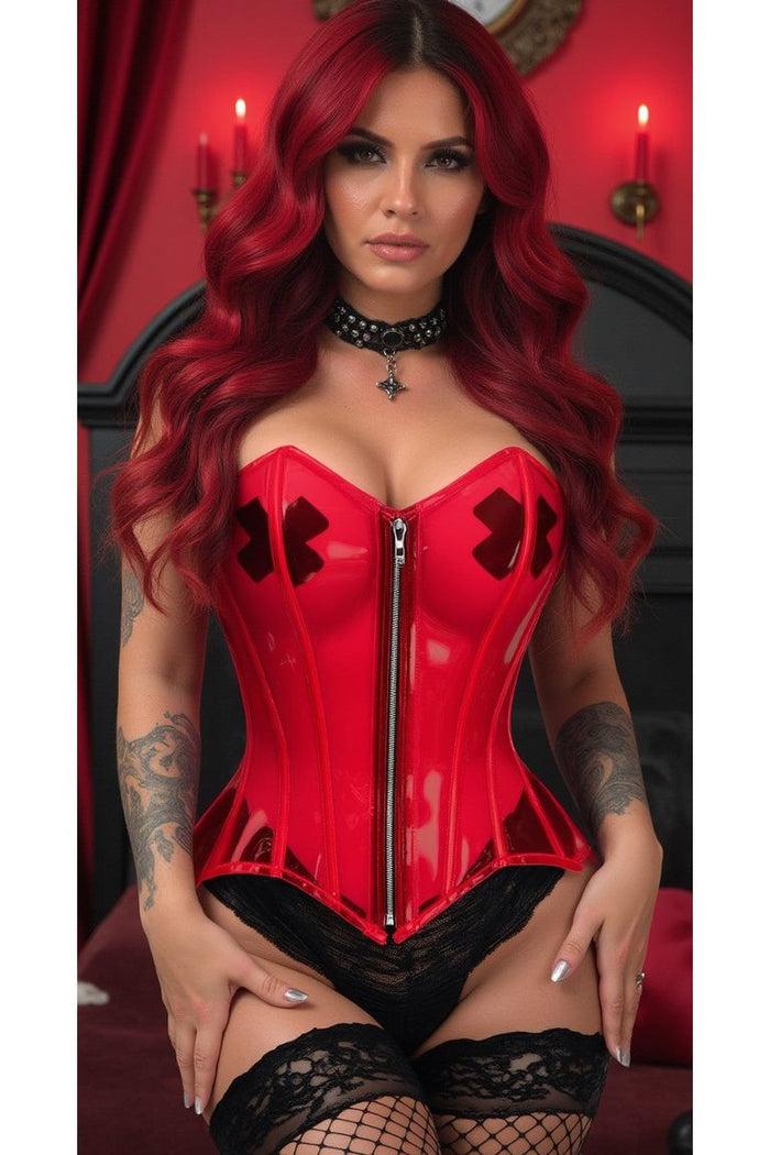 daisy beachwear Lavish Clear Red Overbust Corset