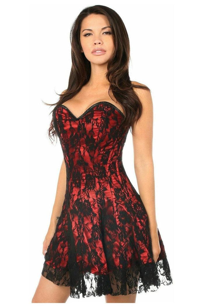daisy beachwear Lavish Red Lace Corset Dress