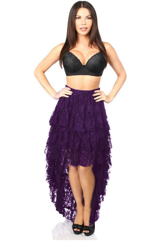 daisy beachwear Plum High Low Lace Skirt