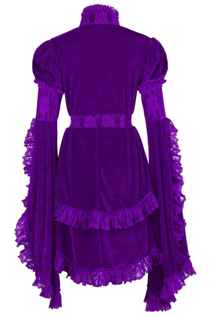 Daisy Beachwear Purple Velvet & Lace Ruffled Jacket
