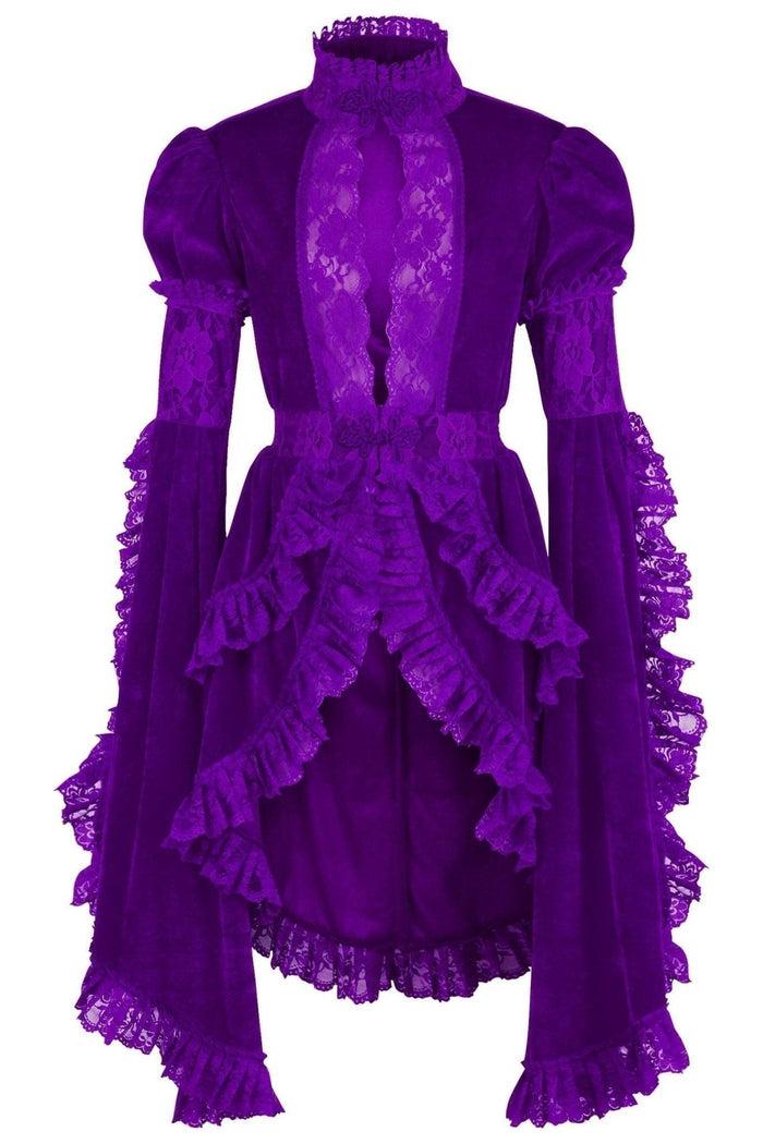 daisy beachwear Purple Velvet & Lace Ruffled Jacket