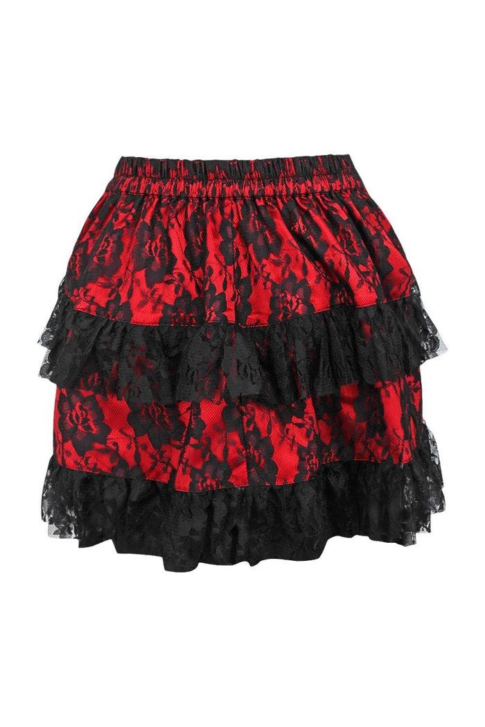 Daisy Beachwear Red/Black Lace Ruched Bustle Skirt
