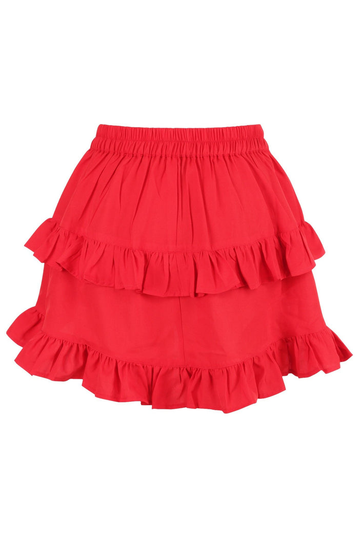 Daisy Beachwear Red Crepe Ruched Bustle Skirt