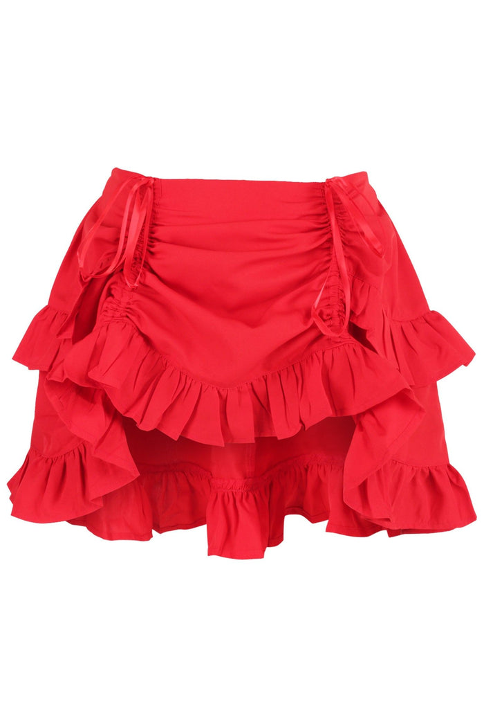daisy beachwear Red Crepe Ruched Bustle Skirt