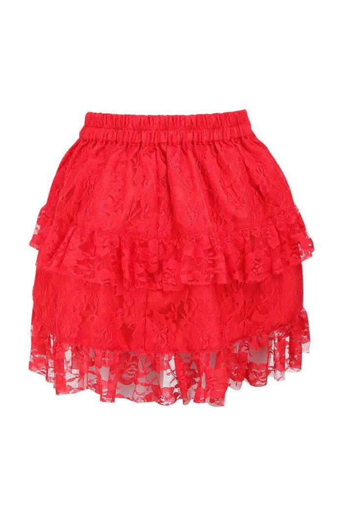 Daisy Beachwear Red Lace Ruched Bustle Skirt