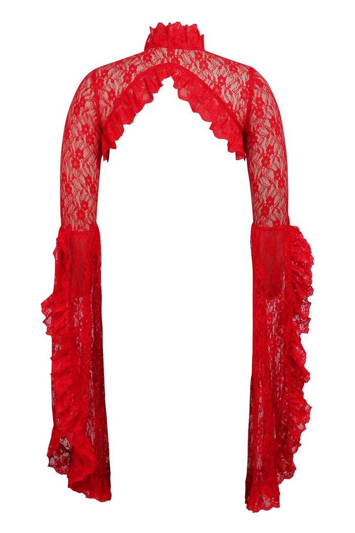 Daisy Beachwear Red Lace Shrug Bolero Jacket