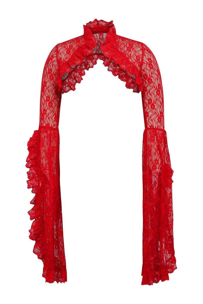 daisy beachwear Red Lace Shrug Bolero Jacket