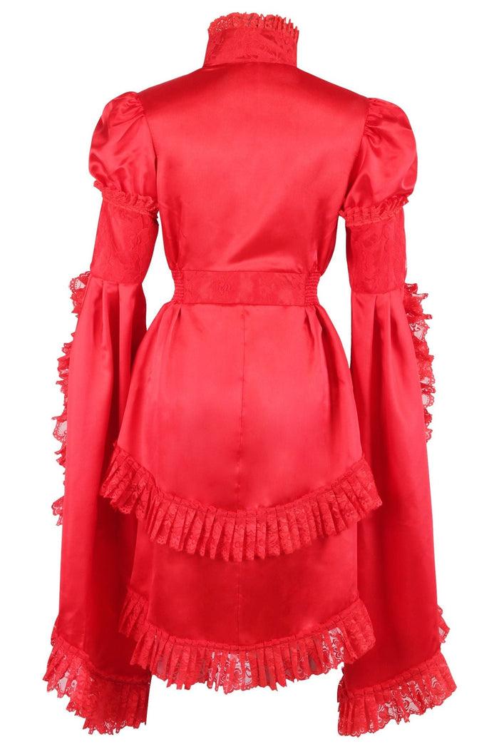 Daisy Beachwear Red Satin & Lace Ruffled Jacket