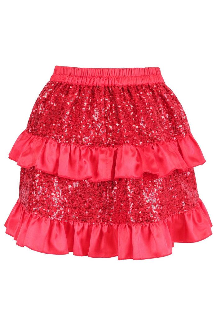 Daisy Beachwear Red Sequin Ruched Bustle Skirt