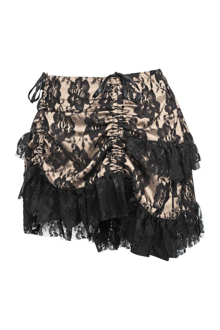 Daisy Beachwear Tan/Black Lace Ruched Bustle Skirt
