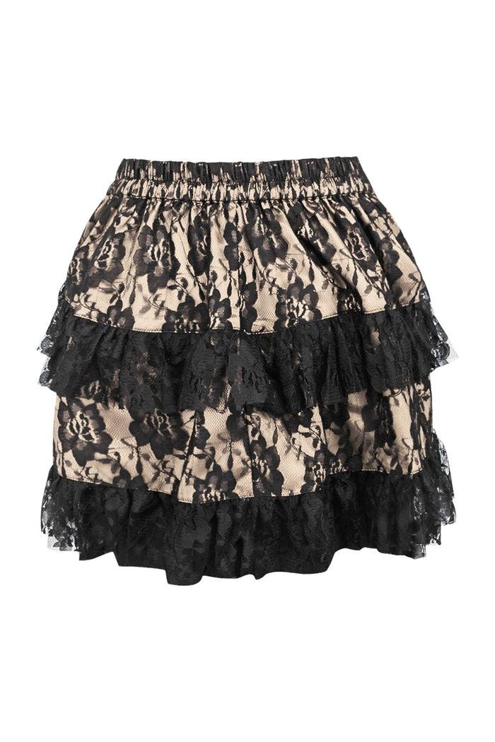 Daisy Beachwear Tan/Black Lace Ruched Bustle Skirt