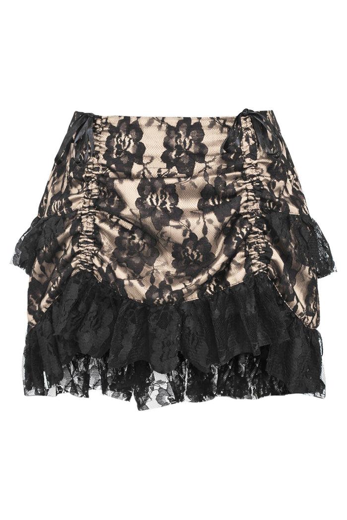 daisy beachwear Tan/Black Lace Ruched Bustle Skirt