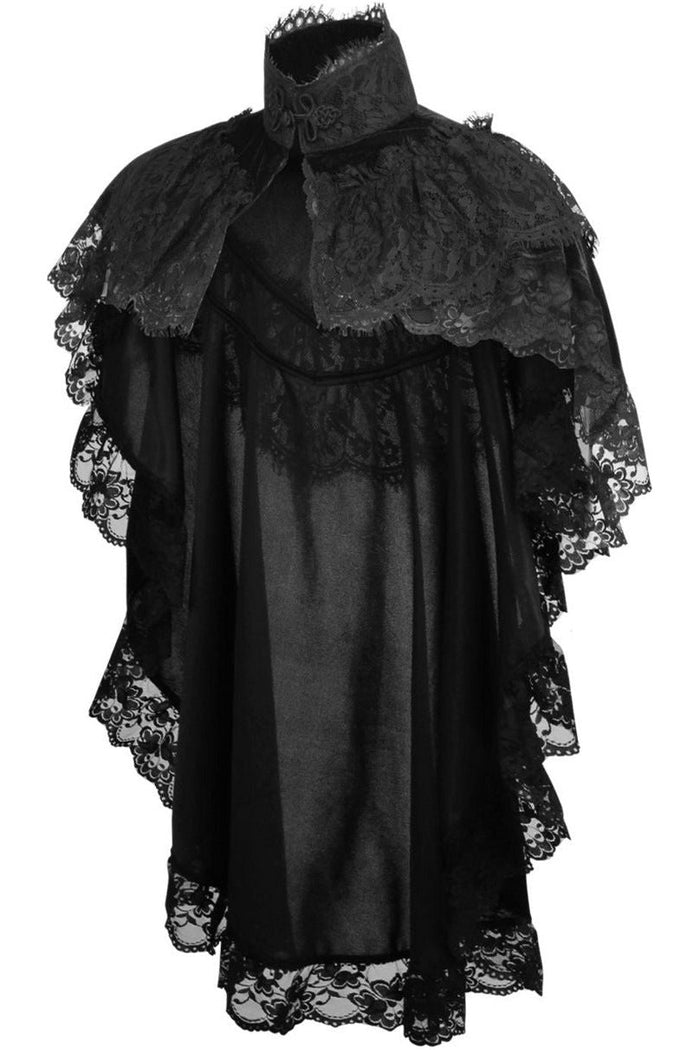 Daisy Beachwear Tapered Black Velvet & Lace Capelet