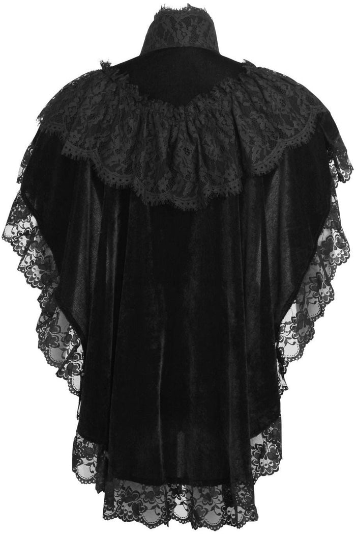 Daisy Beachwear Tapered Black Velvet & Lace Capelet