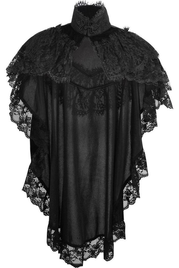 daisy beachwear Tapered Black Velvet & Lace Capelet