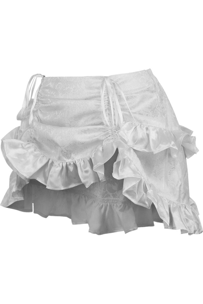 Daisy Beachwear White Brocade Ruched Bustle Skirt