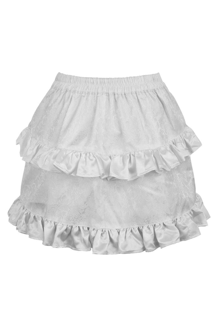 Daisy Beachwear White Brocade Ruched Bustle Skirt