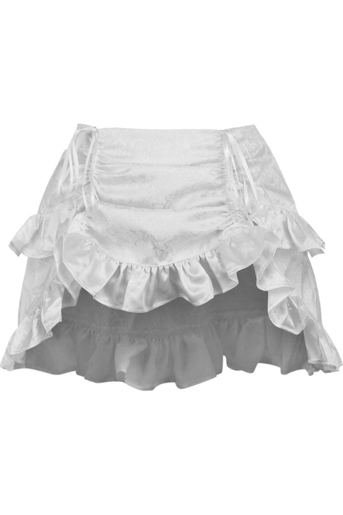 daisy beachwear White Brocade Ruched Bustle Skirt