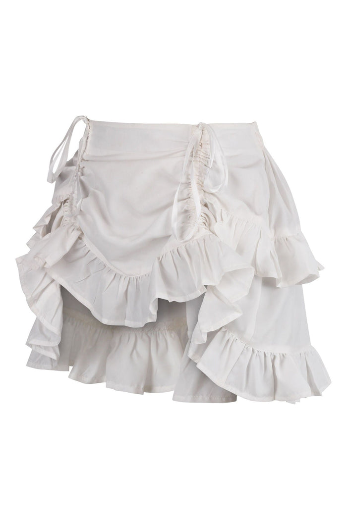 Daisy Beachwear White Crepe Ruched Bustle Skirt