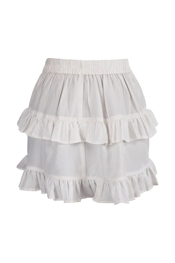 Daisy Beachwear White Crepe Ruched Bustle Skirt