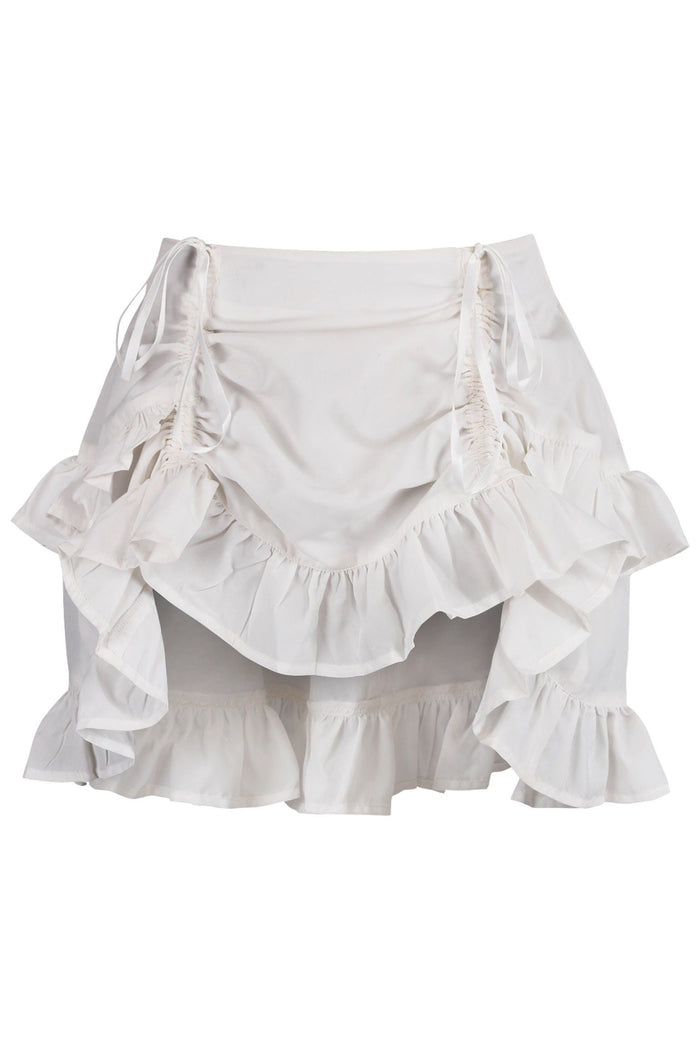 daisy beachwear White Crepe Ruched Bustle Skirt