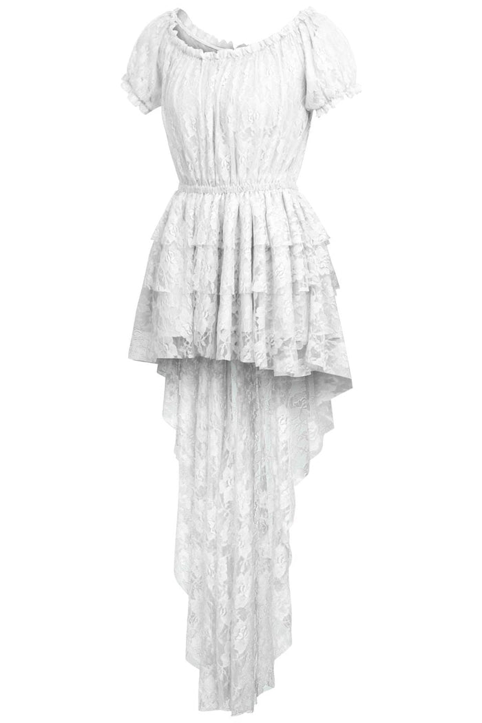 Daisy Beachwear White High Low Lace Dress