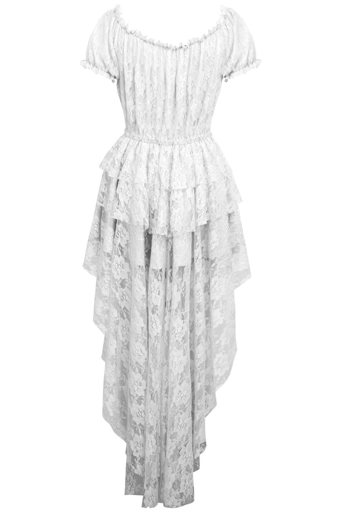 Daisy Beachwear White High Low Lace Dress