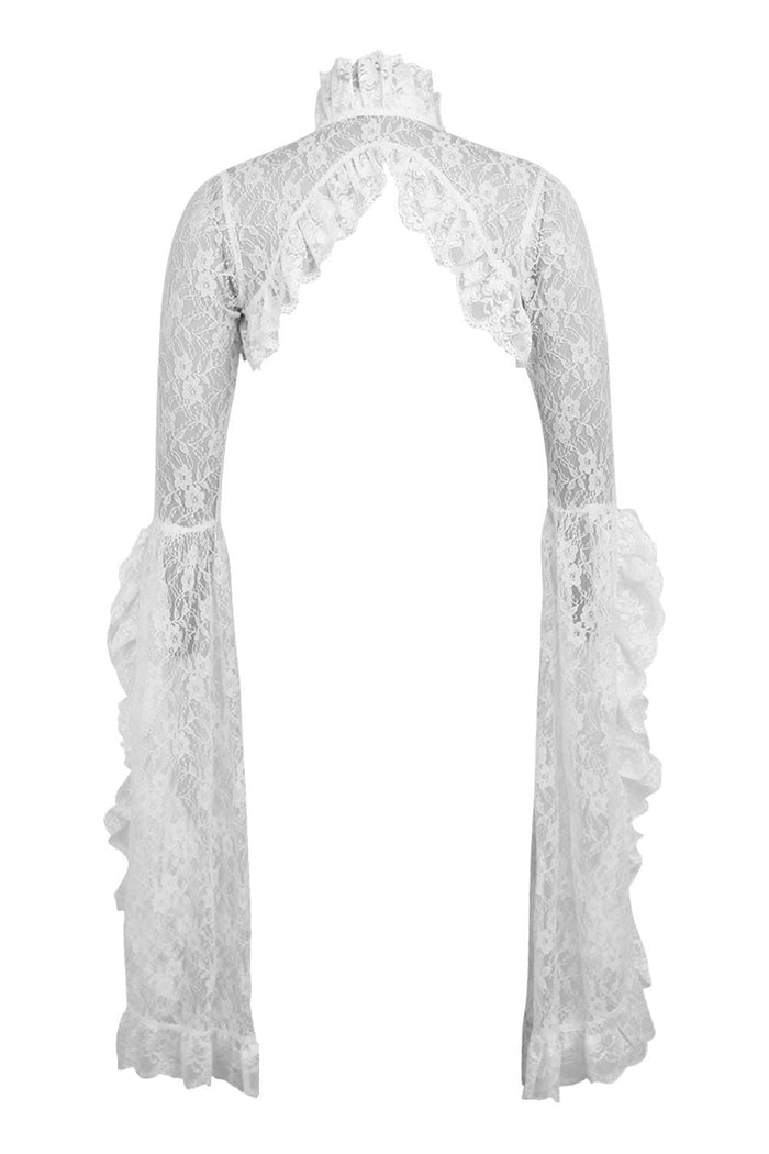 Daisy Beachwear White Lace Shrug Bolero Jacket