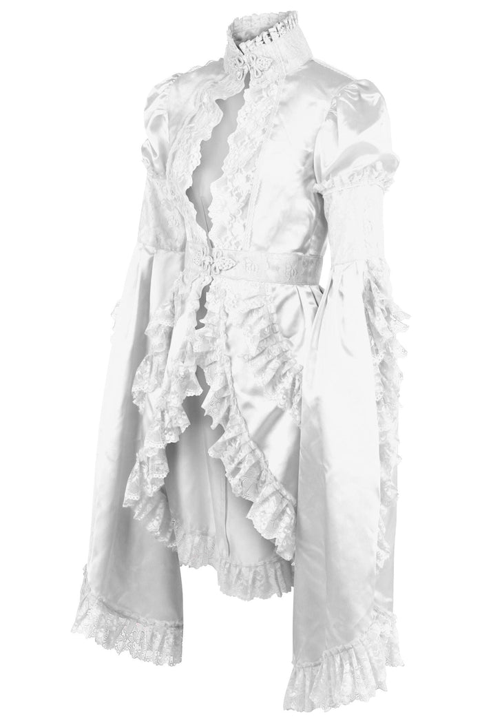 Daisy Beachwear White Satin & Lace Ruffled Jacket