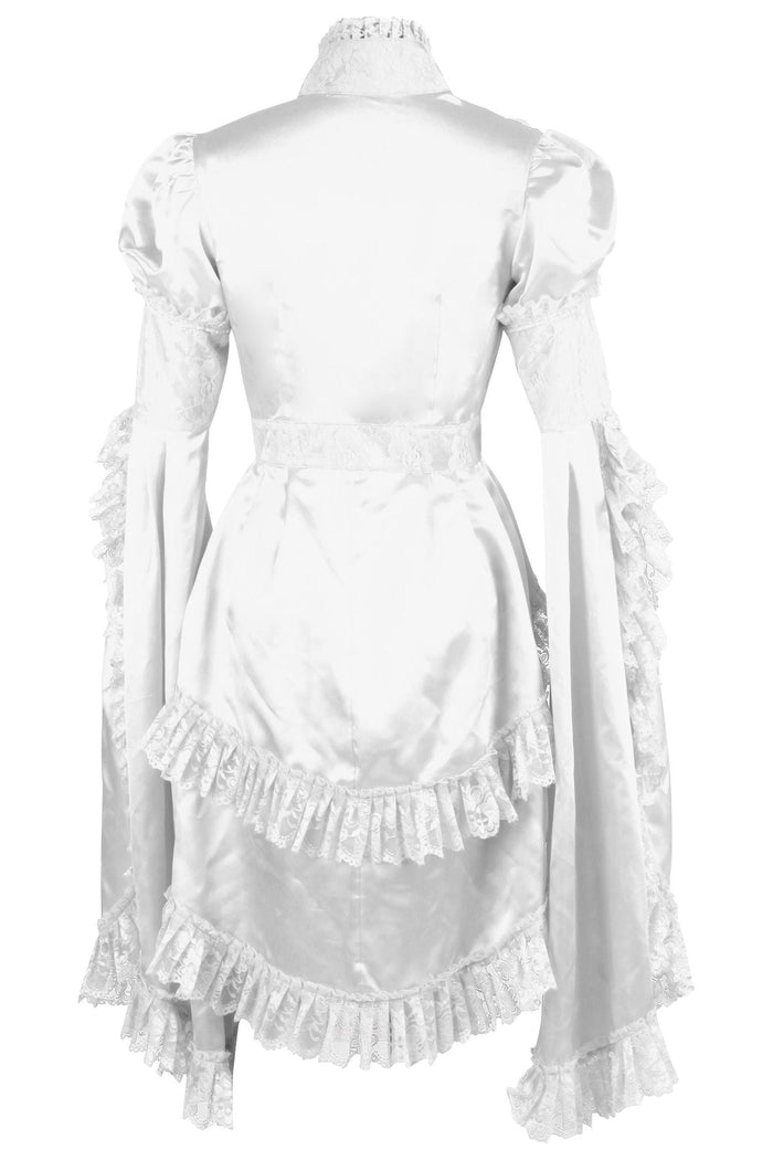 Daisy Beachwear White Satin & Lace Ruffled Jacket
