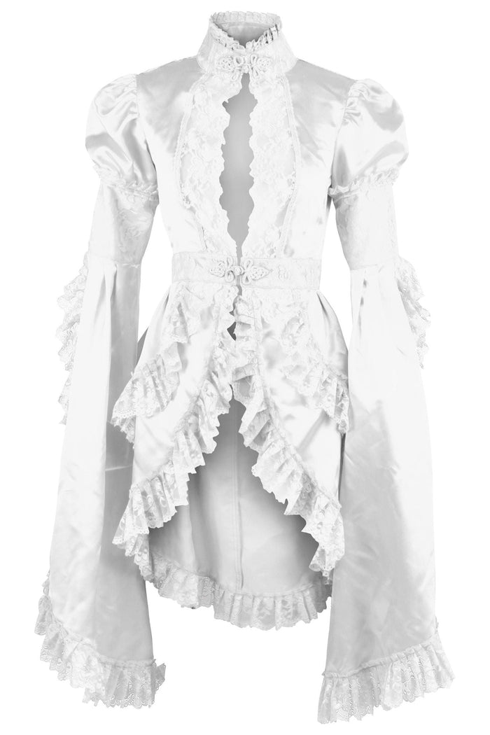 daisy beachwear White Satin & Lace Ruffled Jacket
