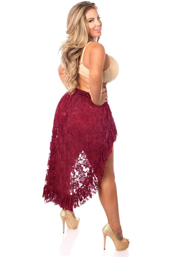 Daisy Beachwear Wine High Low Lace Skirt