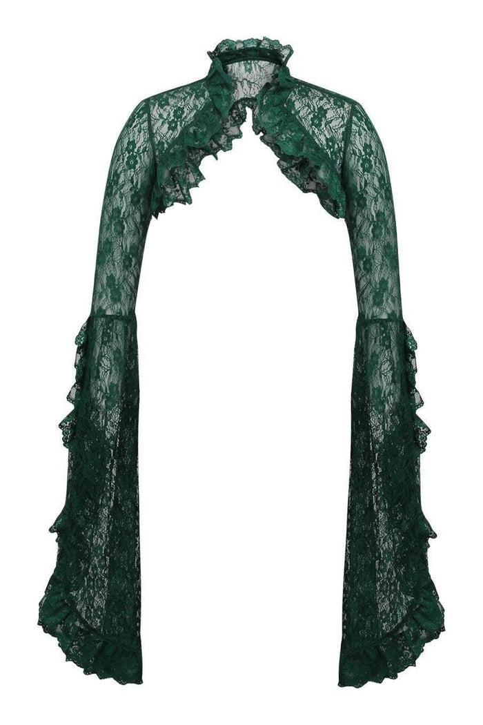 daisy beachwear Dark Green Lace Shrug Bolero Jacket