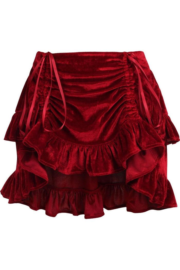 daisy beachwear Dark Red Velvet Ruched Bustle Skirt