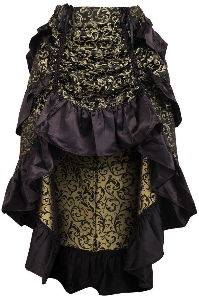 daisy beachwear Gold/Black Brocade Adjustable High Low Bustle Skirt