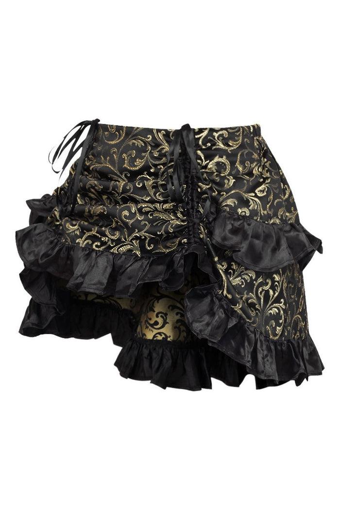 Daisy Beachwear Gold/Black Brocade Ruched Bustle Skirt