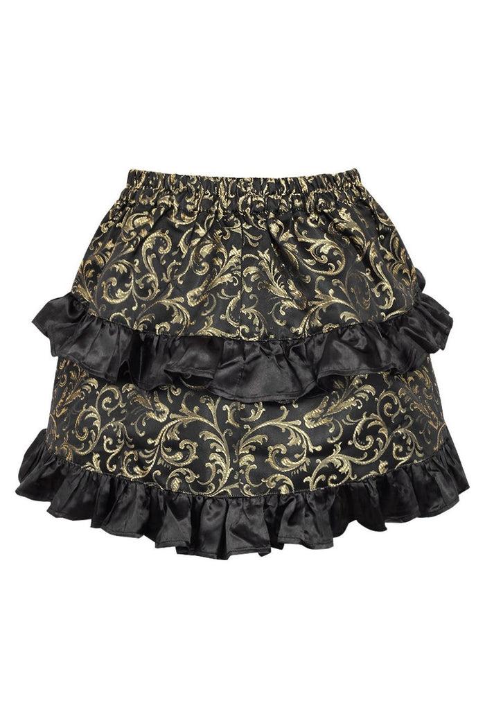 Daisy Beachwear Gold/Black Brocade Ruched Bustle Skirt