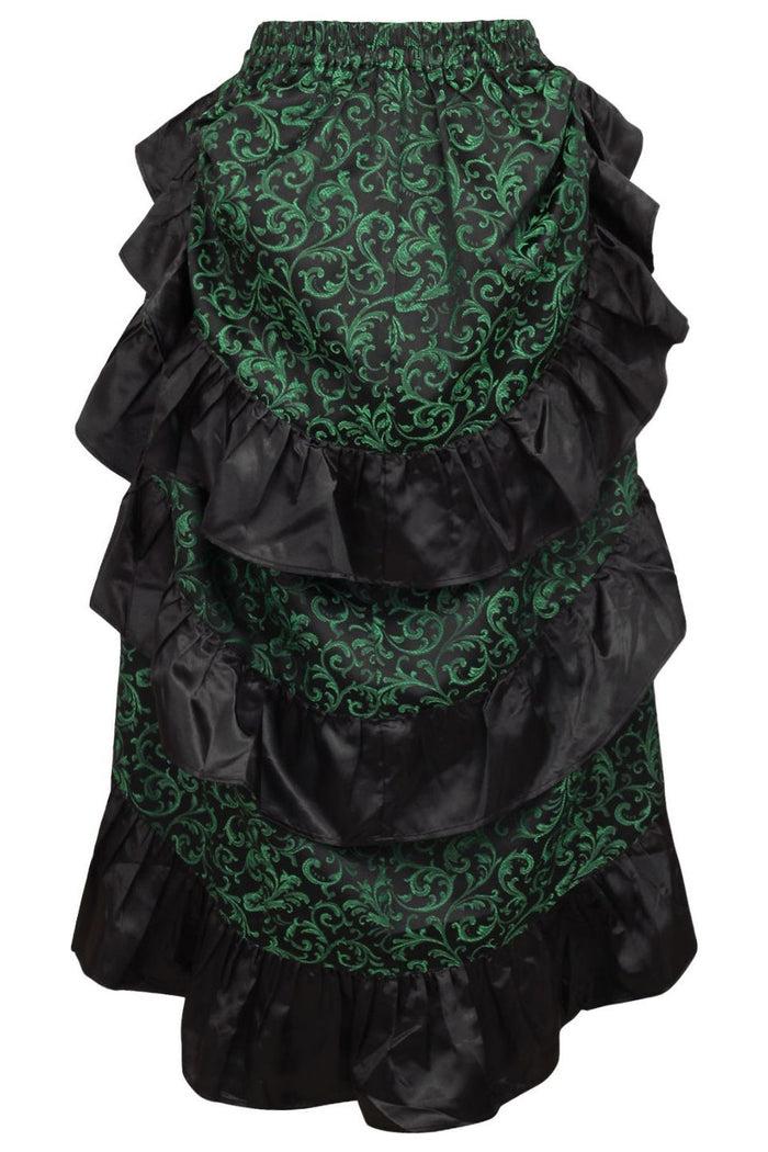 Daisy Beachwear Green/Black Brocade Adjustable High Low Bustle Skirt