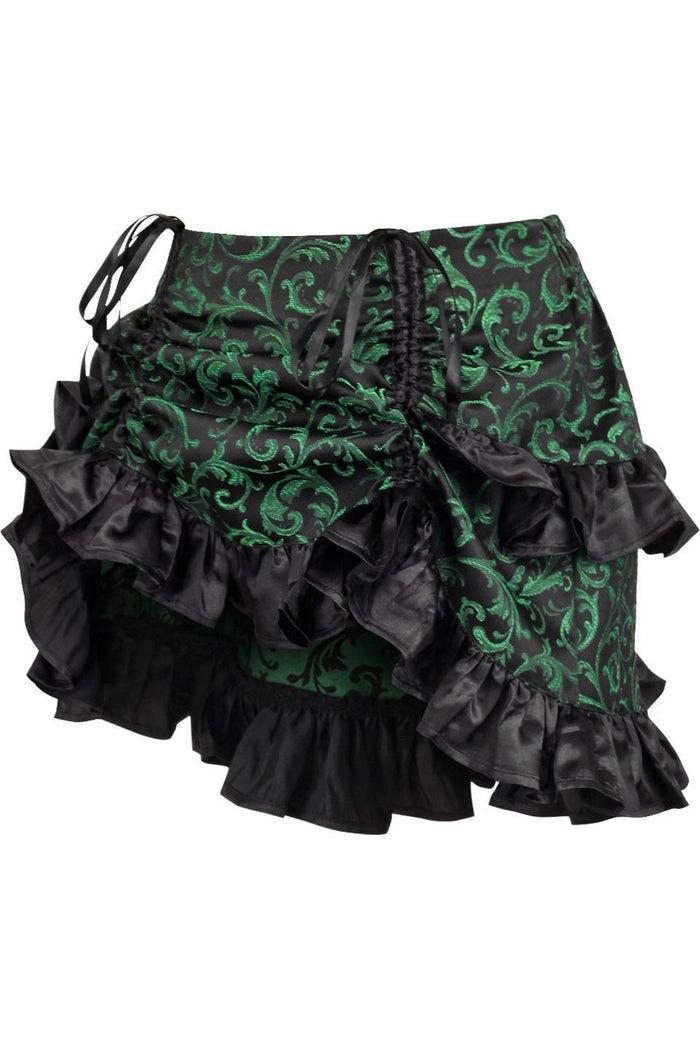 Daisy Beachwear Green/Black Brocade Ruched Bustle Skirt