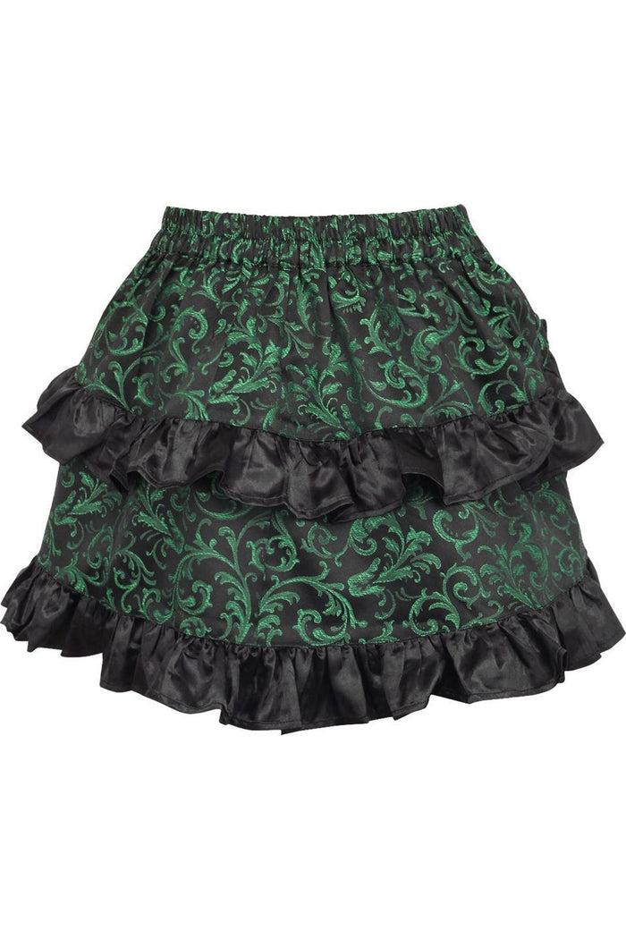 Daisy Beachwear Green/Black Brocade Ruched Bustle Skirt